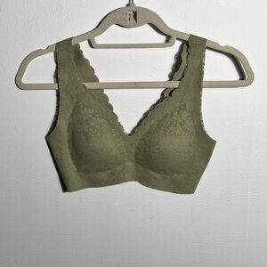 Olive Lace No Feel Lightly Padded Bralette Small